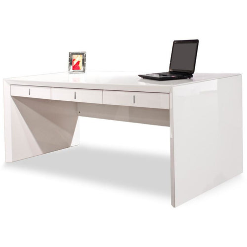 ULTRA MODERN WHITE LACQUER EXECUTIVE DESK WITH THREE DRAWERS